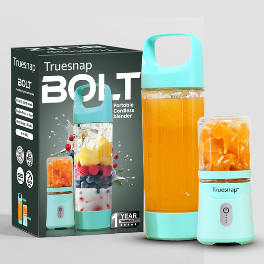Truesnap BOLT Portable Blender – 230W High-Speed Smoothie Maker with Extra 350ml Carry Bottle | USB-C Rechargeable, Leakproof, BPA-Free