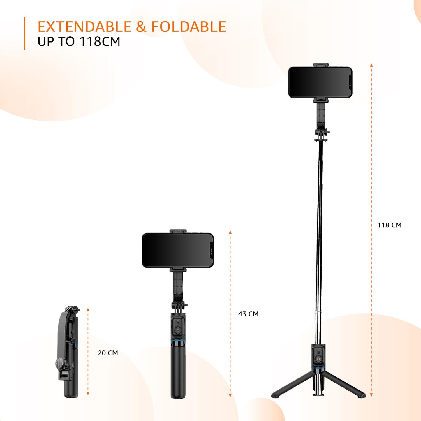 Selfie Stick with Detachable mobile holder