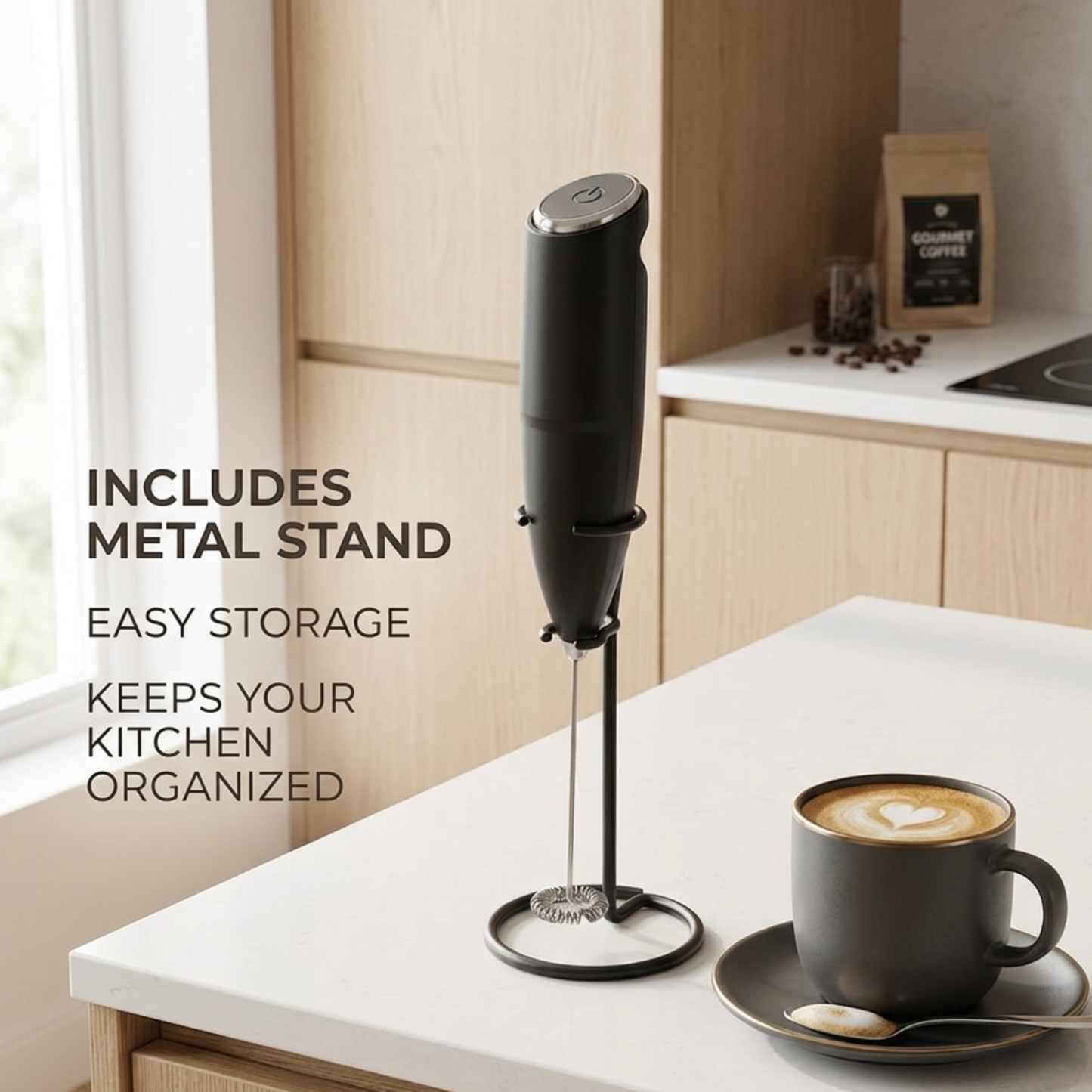 Milk Frother for Coffee with Stand
