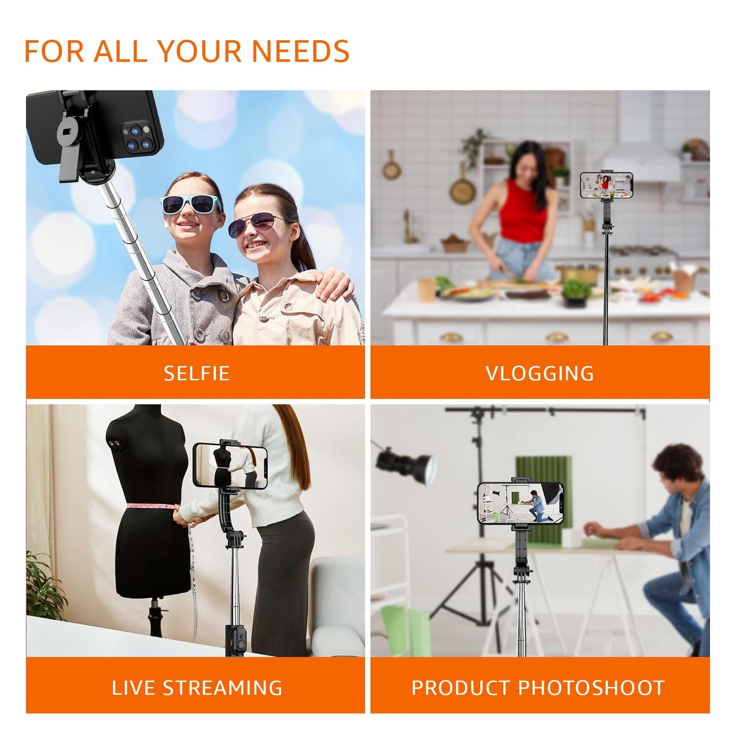 Selfie Stick with Detachable mobile holder