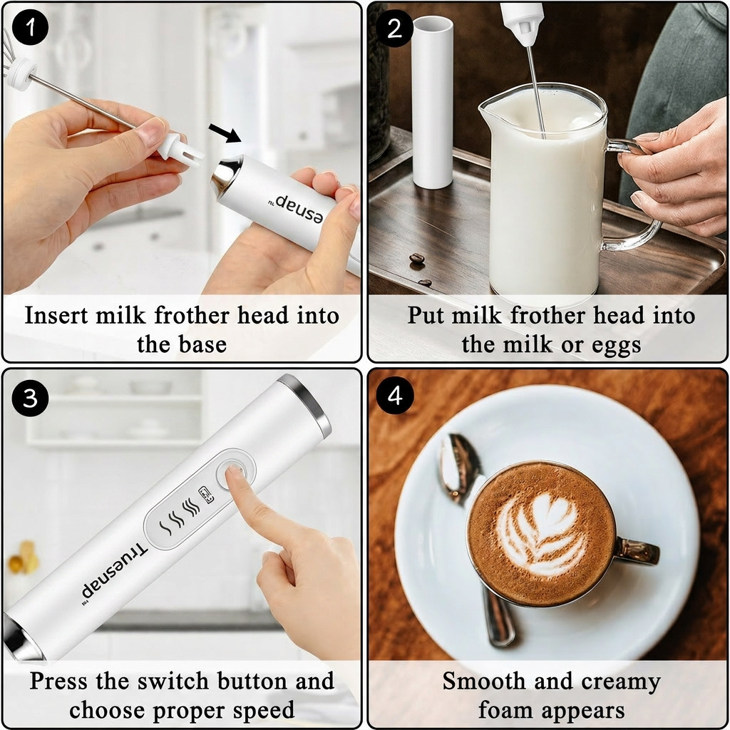 Mini Electric USB Rechargeable Handheld Milk Frother & Egg Beater
