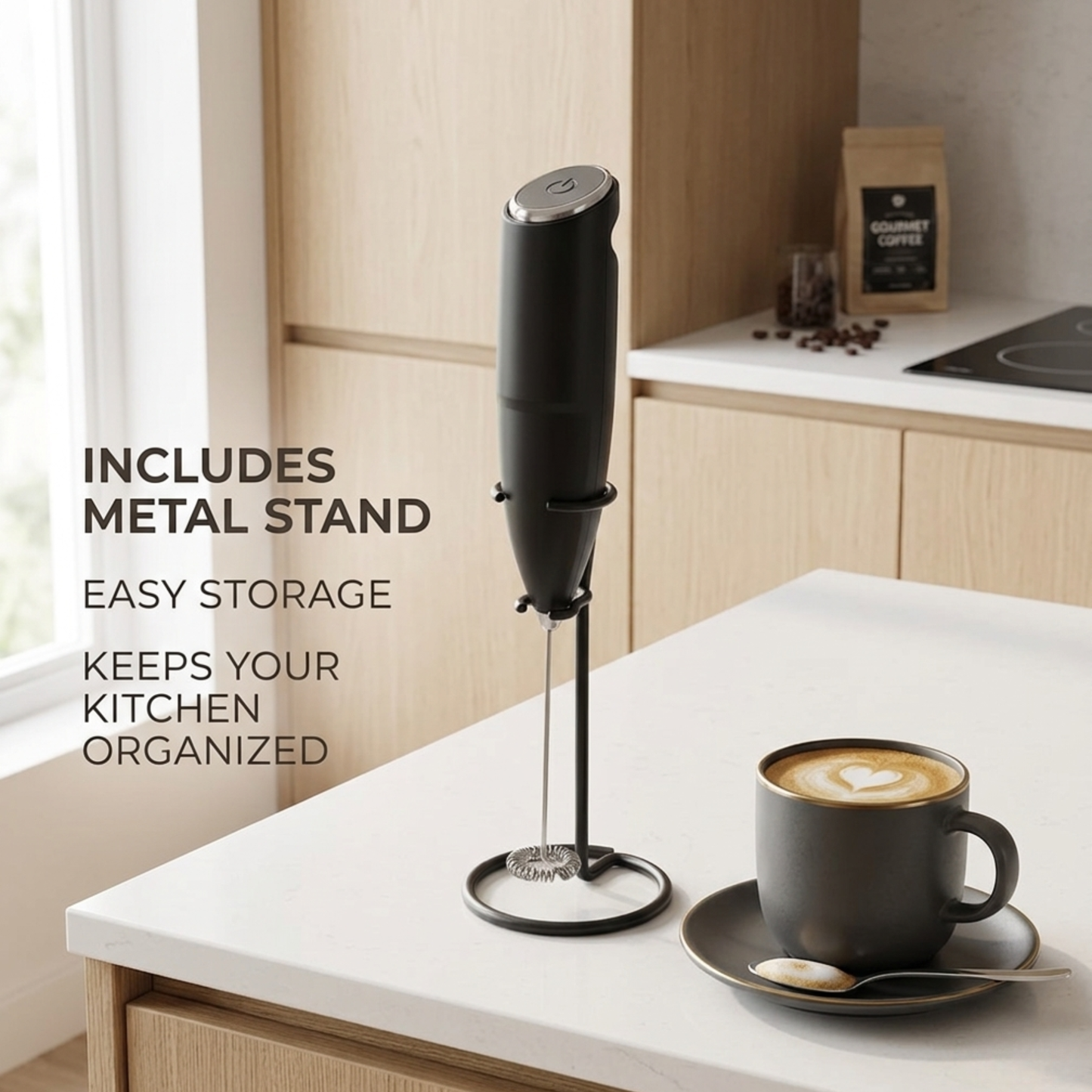 Milk Frother for Coffee with Stand
