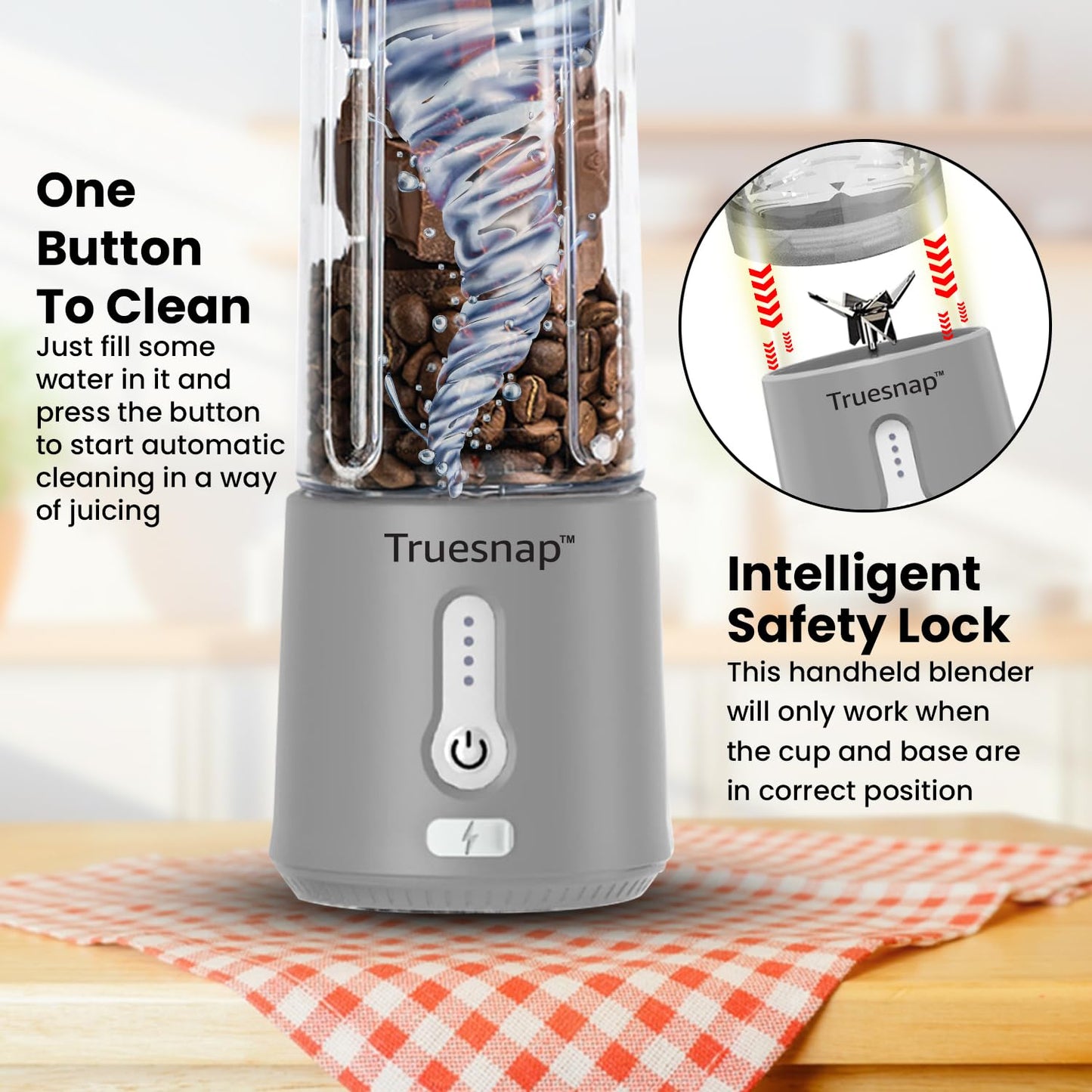 Truesnap Quix Portable Blender – 230W High-Speed Smoothie Maker | USB-C Rechargeable, Leakproof, BPA-Free