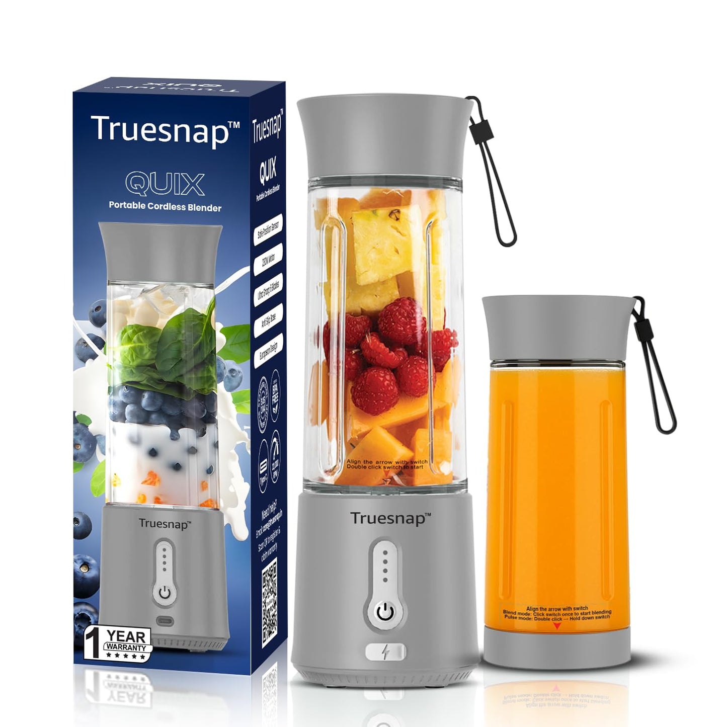 Truesnap Quix Pro Portable Blender – 230W, 500ml Rechargeable Smoothie Maker