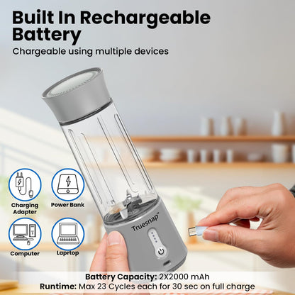 Truesnap Quix Portable Blender – 230W High-Speed Smoothie Maker | USB-C Rechargeable, Leakproof, BPA-Free