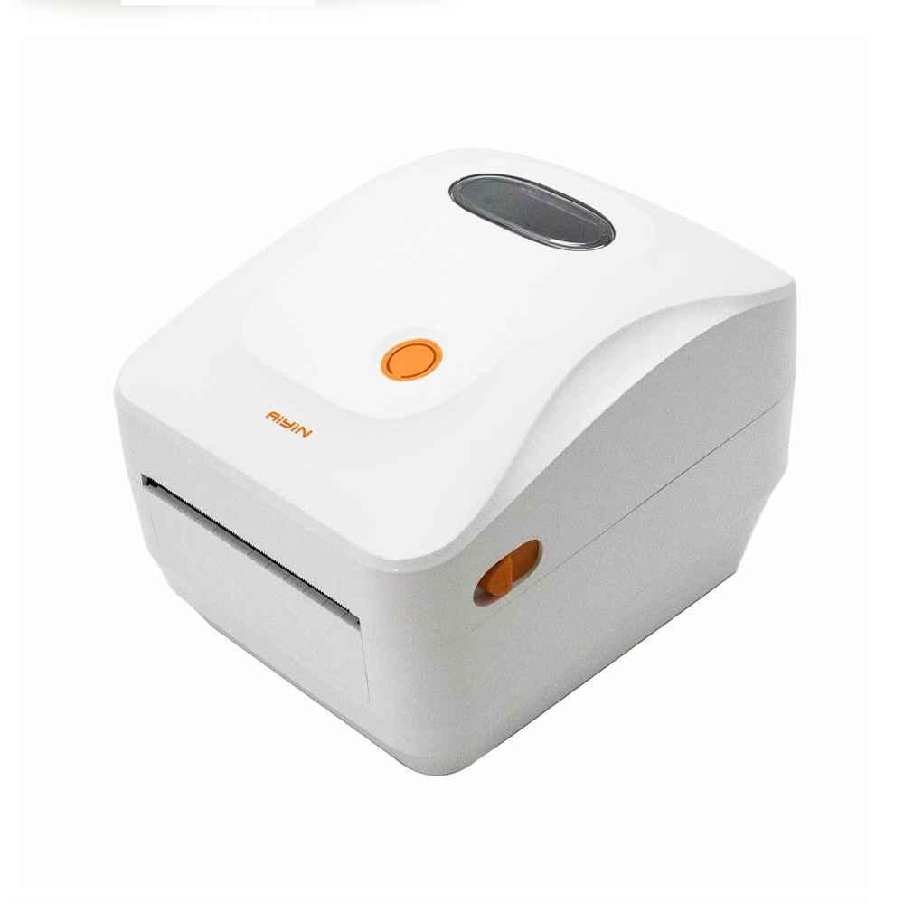 White label printer with orange accents on a white background